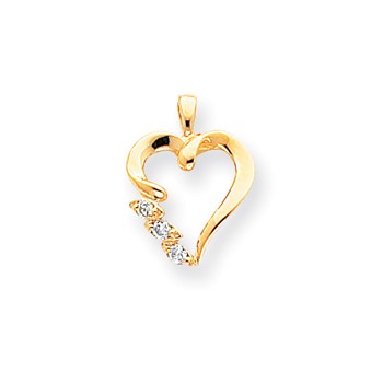 14k AA Diamond heart pendant