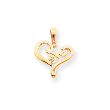 14k A Diamond heart pendant