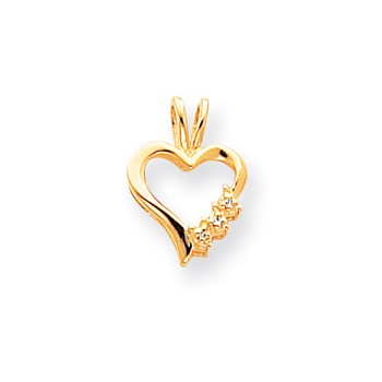 14k AAA Diamond heart pendant
