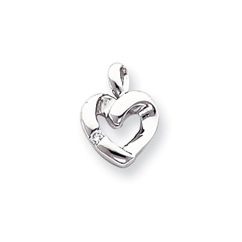 14k White Gold VS Diamond heart pendant