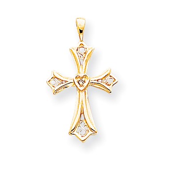 14k AAA Diamond cross pendant
