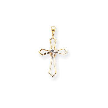 14k AAA Diamond cross pendant