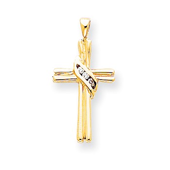 14k AAA Diamond cross pendant
