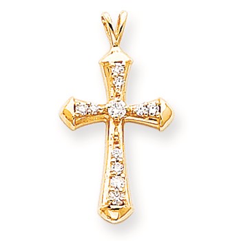 14k AAA Diamond cross pendant