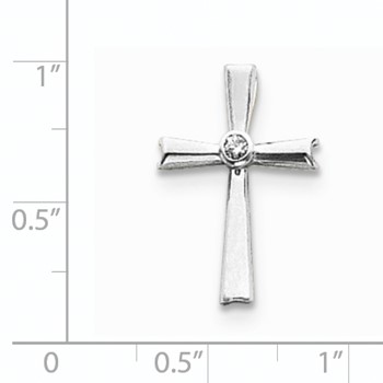 14k White Gold A Diamond cross pendant — alternate view