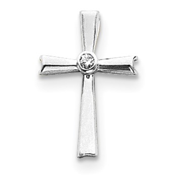 14k White Gold A Diamond cross pendant