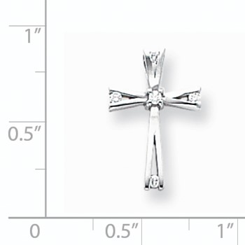 14k White Gold AAA Diamond cross pendant — alternate view