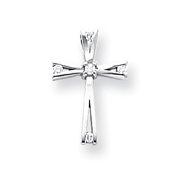 14k White Gold AAA Diamond cross pendant