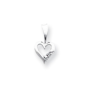 14k White Gold AA Diamond Heart Pendant