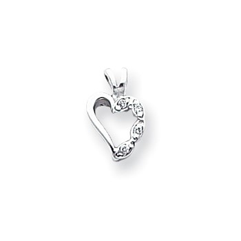 14k White Gold AA Diamond heart pendant