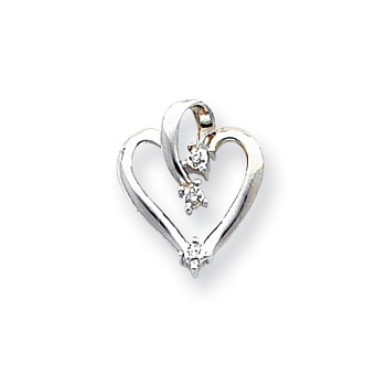14k White Gold A Diamond heart pendant