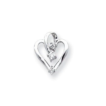 14k White Gold AAA Diamond heart pendant