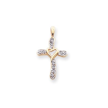 14k AA Diamond cross pendant