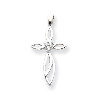 14k White Gold VS Diamond cross pendant