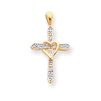 14k A Diamond cross pendant