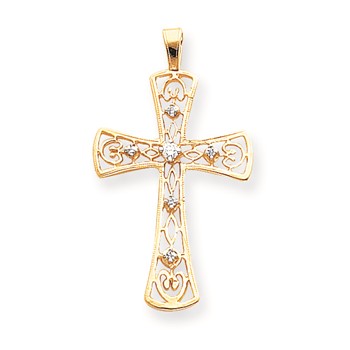 14k AA Diamond Cross Pendant