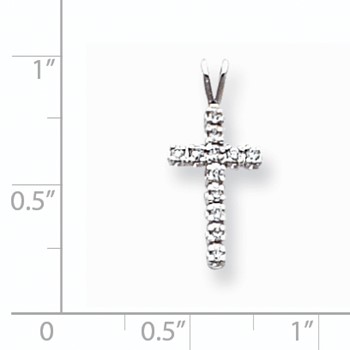 14k White Gold AAA Diamond cross pendant — alternate view