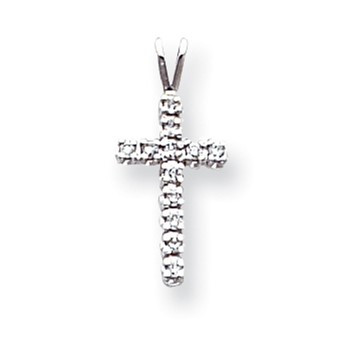 14k White Gold AAA Diamond cross pendant