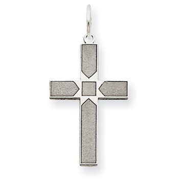 14K White Gold Laser Designed Cross Pendant