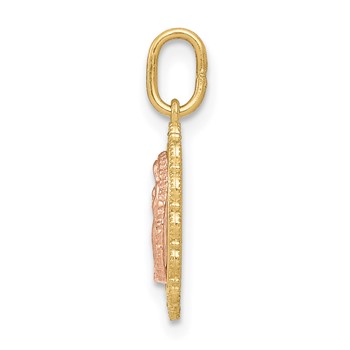 14k Two-tone Small Our Lady of Guadalupe Scalloped Edge Oval Pendant — alternate view