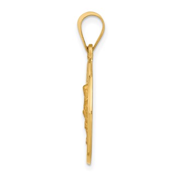 14k Polished and Satin Hollow St Edward Medal Round Pendant — alternate view