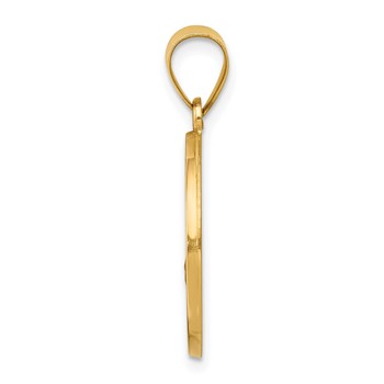 14k Polished and Satin Hollow St Florian Medal Round Pendant — alternate view