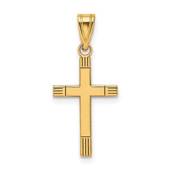 14k Laser Etched Cross Pendant