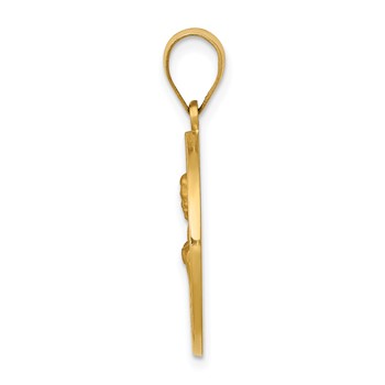 14k Polished and Satin Hollow Saint John Medal Round Pendant — alternate view