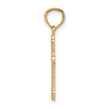 14k Gold Polished Small Budded Cross Charm — alternate view