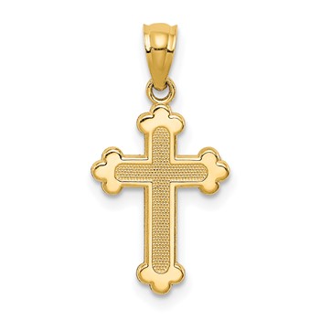 14k Gold Polished Small Budded Cross Charm