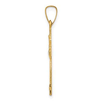 14k and White Rhodium Polished Claddagh Cross Pendant — alternate view