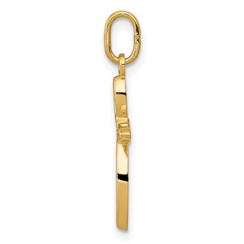 14k Polished Small Ribbon Cross Pendant — alternate view