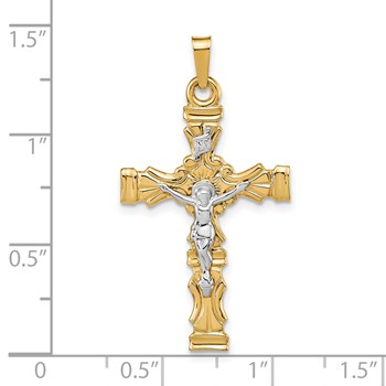 14K Two-tone Polished Latin Crucifix Pendant — alternate view