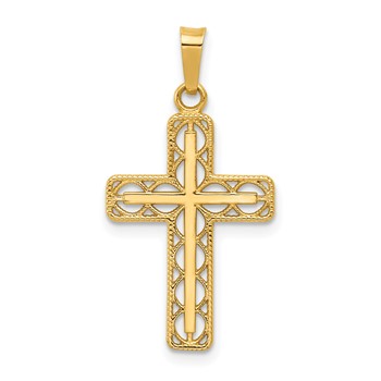 14k Polished Filigree Cross Pendant