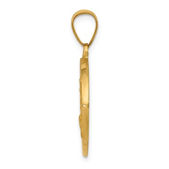 14K Polished and Satin St. Cecilia Hollow Medal Pendant — alternate view