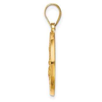 14k Polished and Satin Hollow Round St. Magdalena Medal Pendant — alternate view