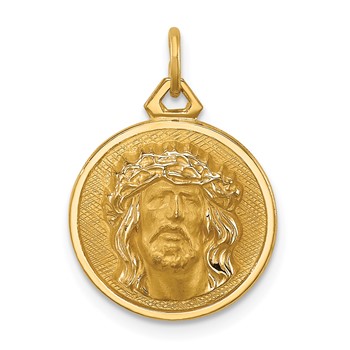 14k Polished and Satin Small Round Jesus Medal