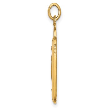 14k Polished and Satin Solid Miraculous Medal Rectangular Pendant — alternate view