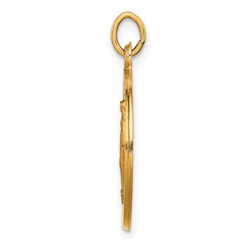 14k Polished and Satin Solid Small Miraculous Medal Round Pendant — alternate view