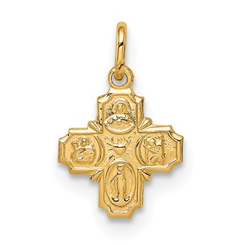 14k Polished Solid Tiny 4-Way Medal Charm