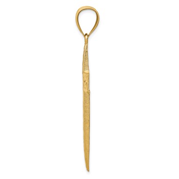 14K Large Diamond-cut Cross Pendant — alternate view