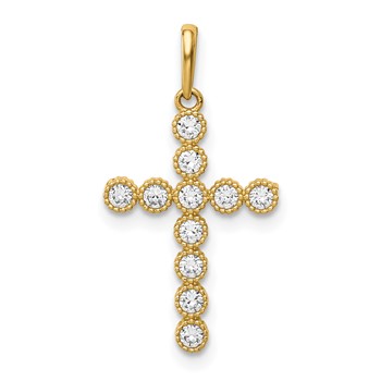 14K CZ Cross Pendant