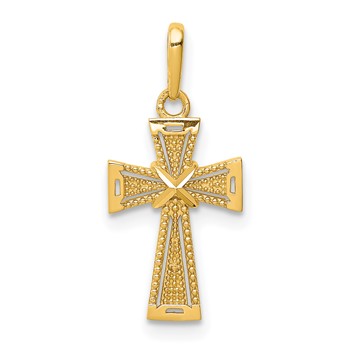 14K Diamond-cut -X- Center Cross Pendant