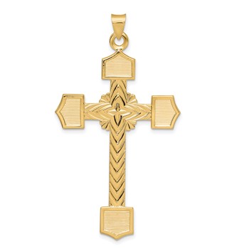 14k Polished Solid Large Fancy Design Cross Pendant