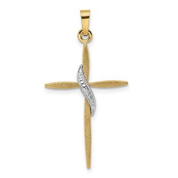 14k Two-tone Solid Methodist Cross Pendant