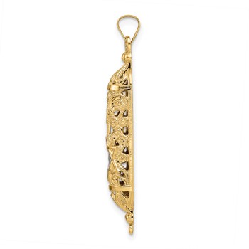 14k Polished and Textured Solid Mezuzah Pendant — alternate view