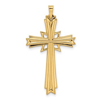 14k Polished Solid Fancy Cross Pendant
