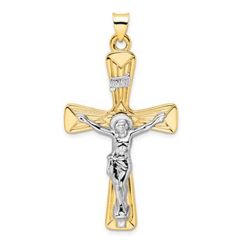 14k Two-tone Large Polished Solid INRI Crucifix Pendant
