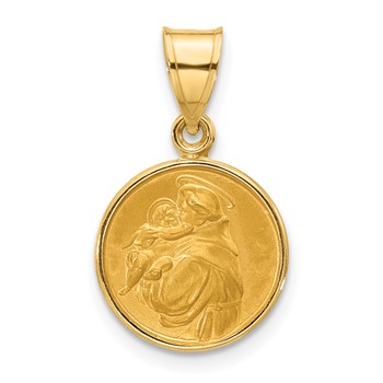 14k Polished and Satin St. Anthony Medal Pendant