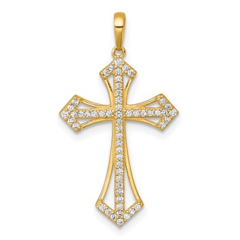 14k Polished Fancy CZ Passion Cross Pendant